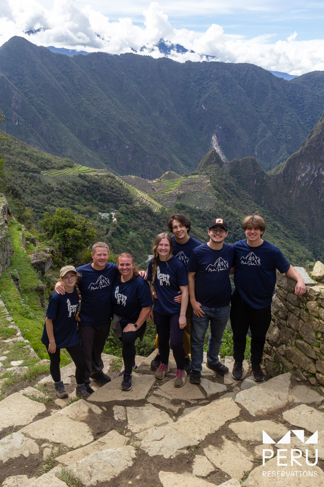 Sunrise at Machu Picchu with trekking group