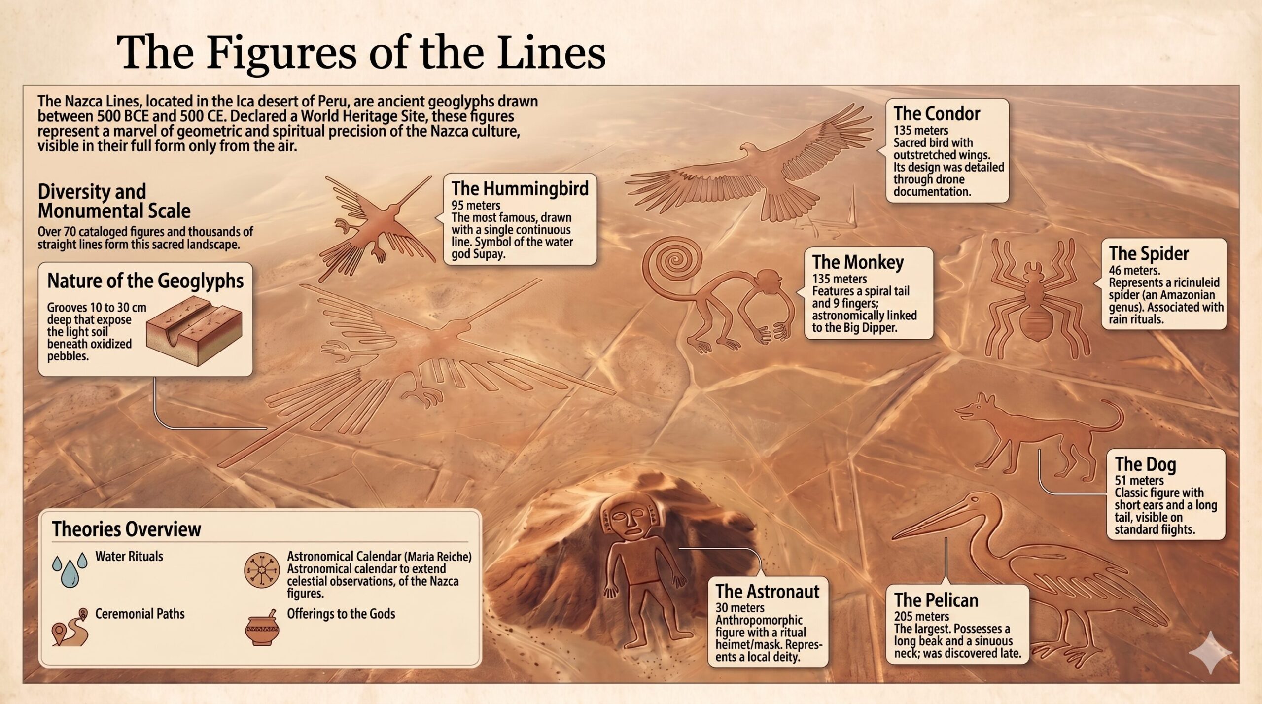 Nazca Lines Figures Infographic