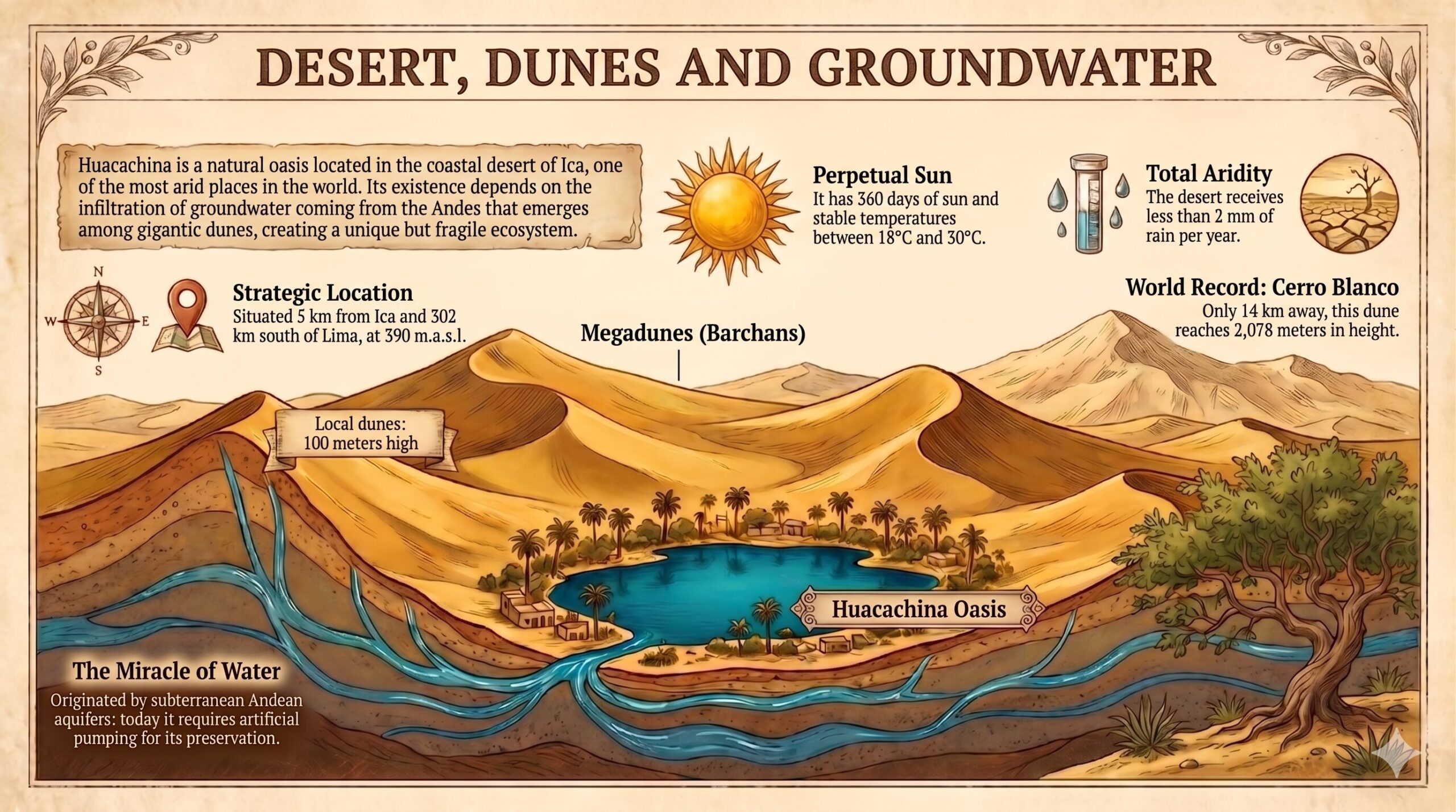 Huacachina Geography Infographic