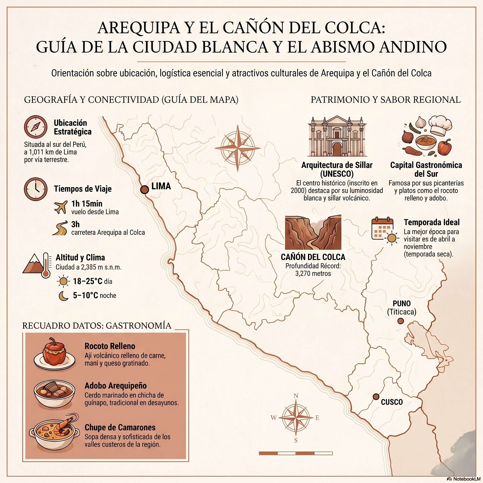 Mapa de Arequipa y el Colca