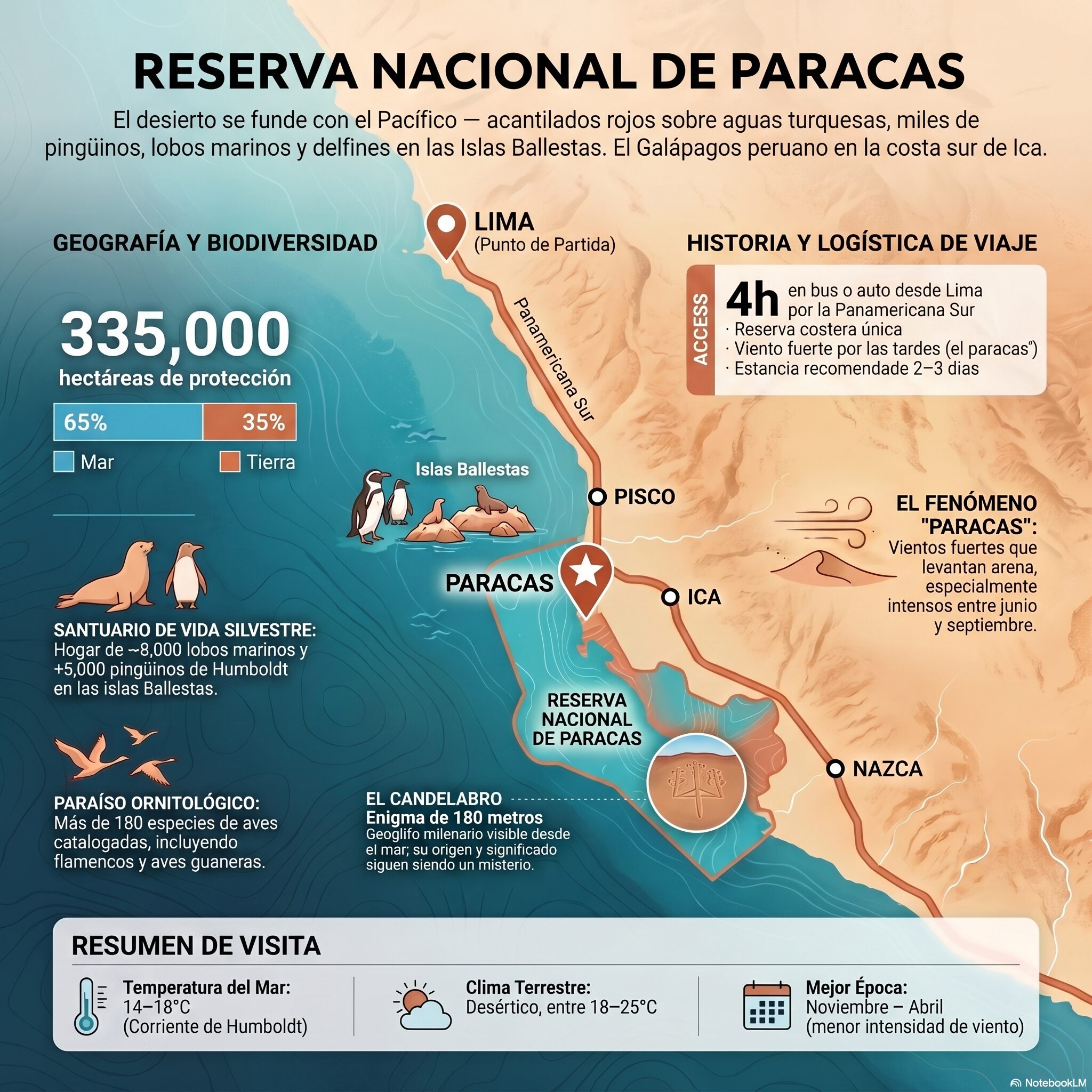 Mapa de la Reserva Nacional de Paracas