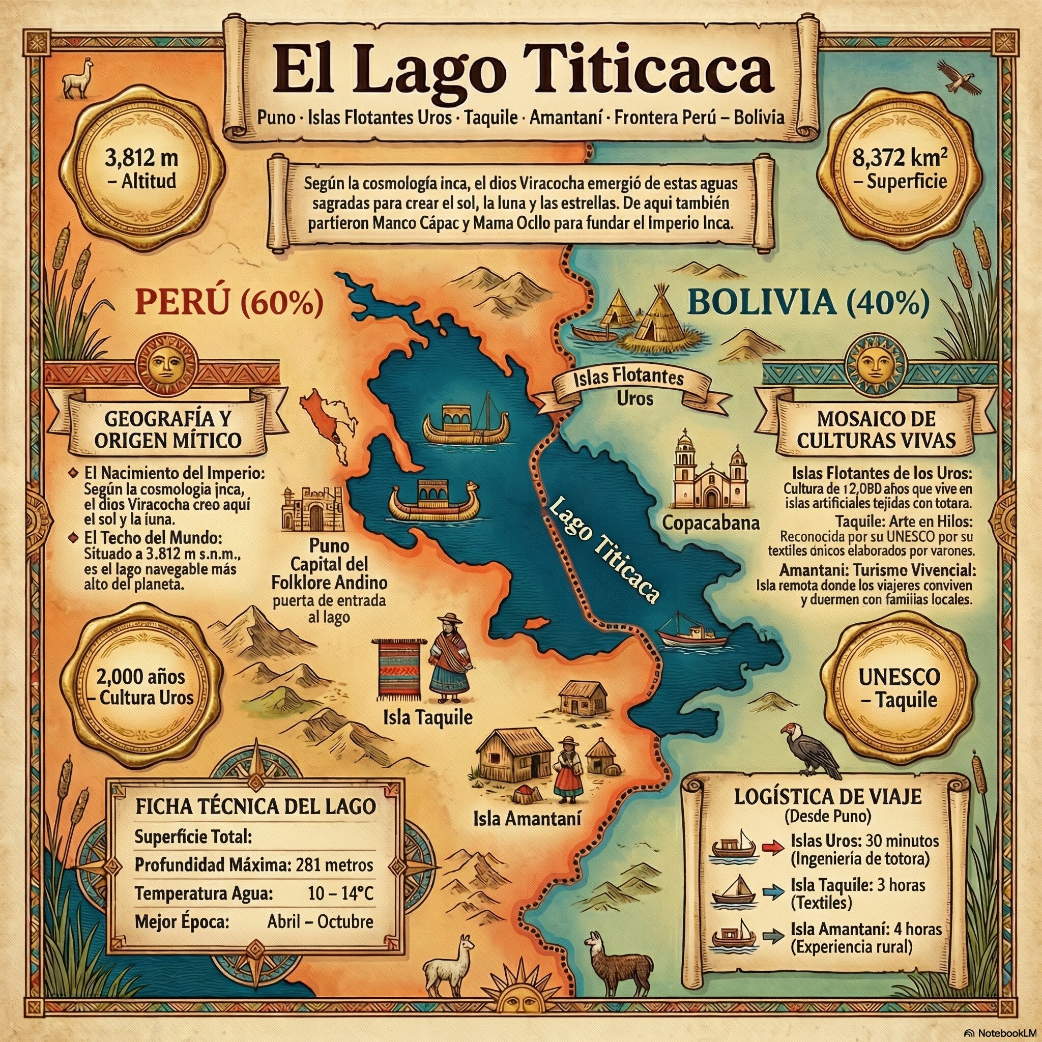 Mapa del Lago Titicaca